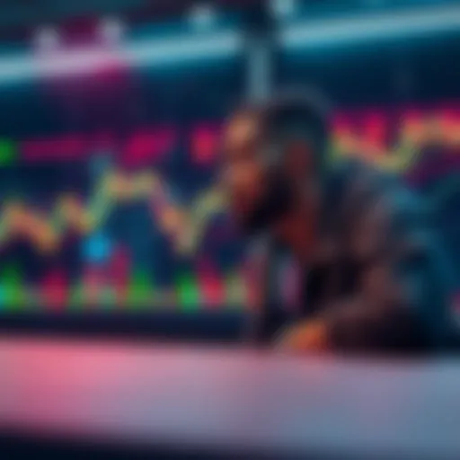 Graph showing a downward trend in cryptocurrency prices as September begins, with a worried investor looking at their charts.