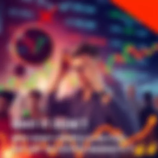 A visual representation of cryptocurrency prices dropping with a background showing worried people looking at their phones and charts.