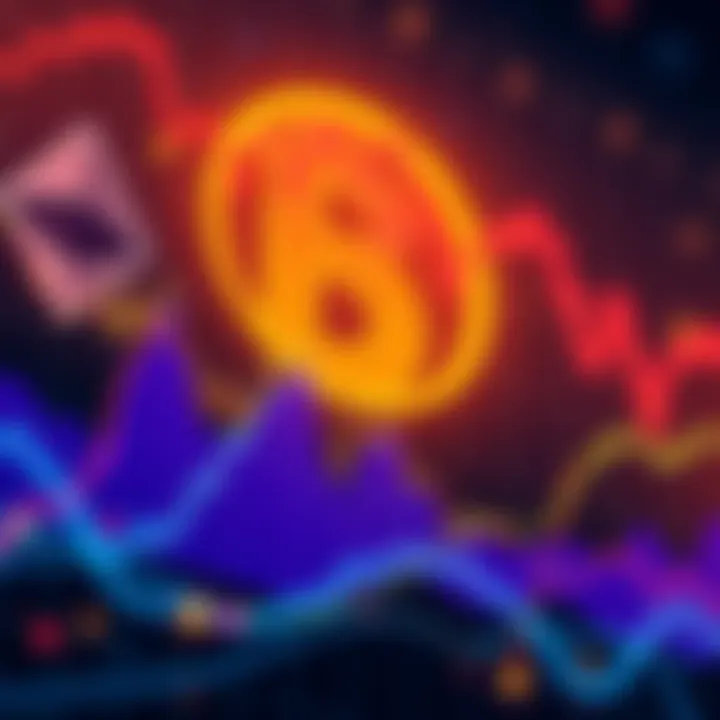 Graph showing declining trends in Bitcoin and Ethereum prices with a background of falling stablecoin reserves.