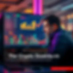 Graph showing a decline in cryptocurrency values with a worried investor looking at a computer screen