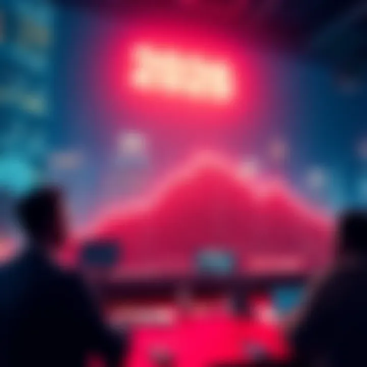 Graph showing a steep decline in cryptocurrency values, with worried investors looking on.