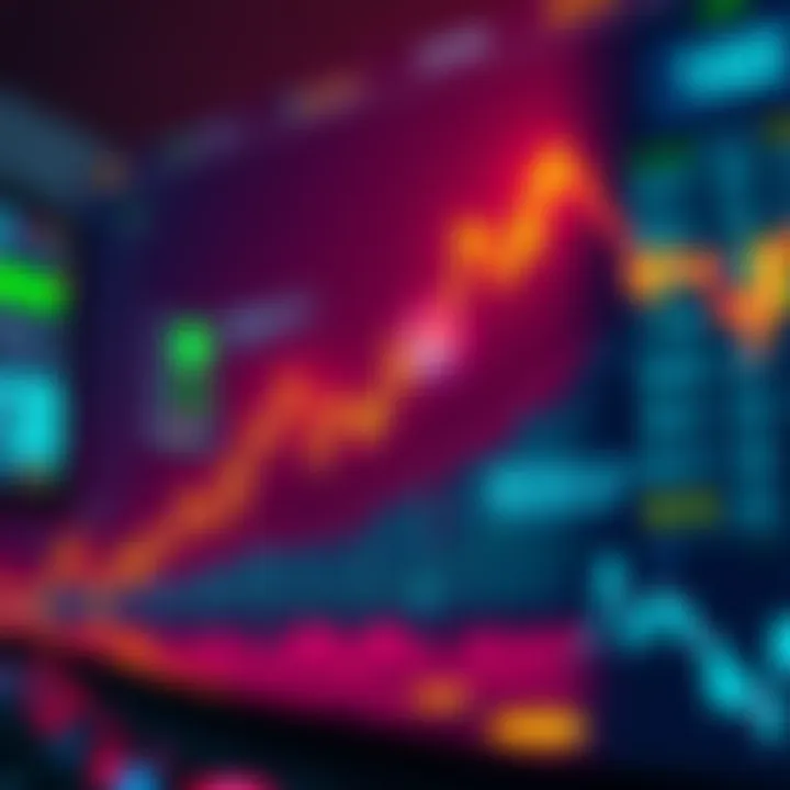 Graph showing a downward trend in cryptocurrency prices with worried investors in the background