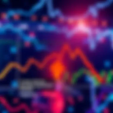 A graph showing a decline in cryptocurrency prices with a red downward arrow, indicating market downturn.