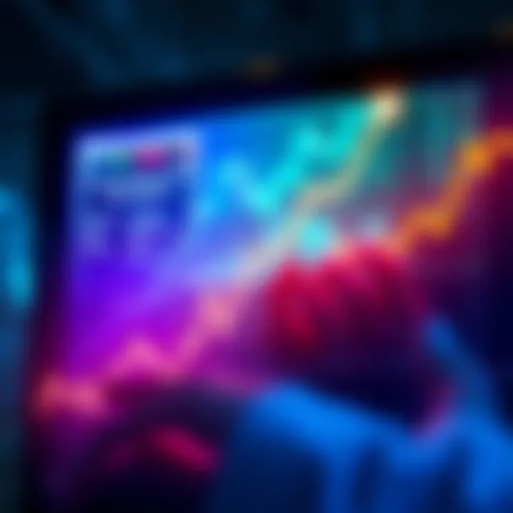 A downward graph symbolizing the decline in the crypto market with worried traders in the background.