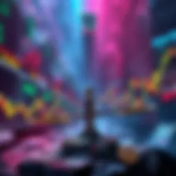 A visual representation of emotional reactions in the crypto market, showing a balance between fear and greed with fluctuating price charts and news headlines nearby.