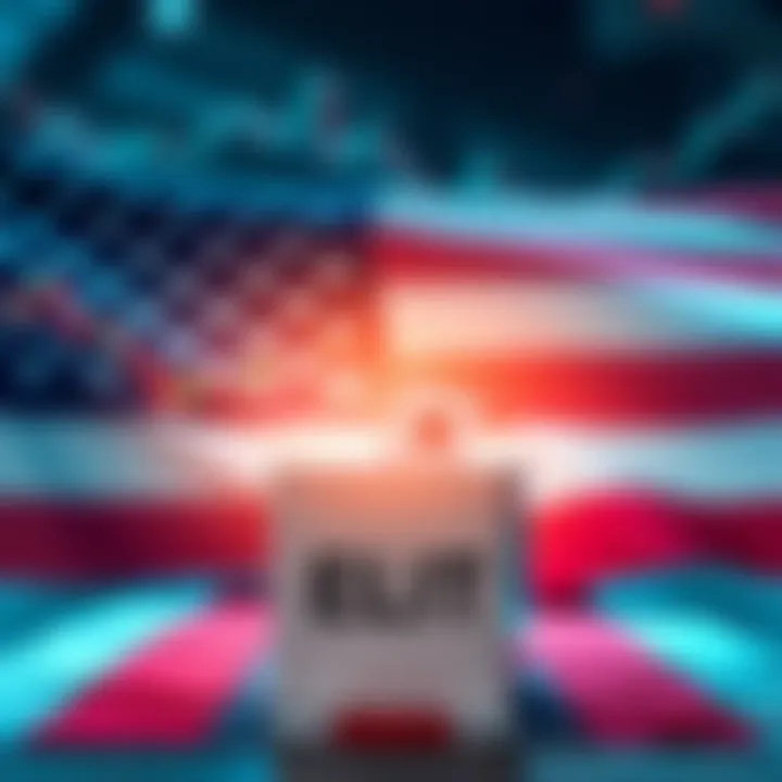 Bullish and bearish symbols overlaid with American flag and ballot box to represent midterm elections' impact on crypto