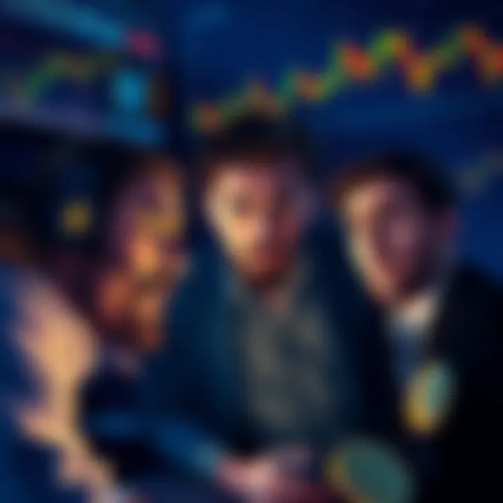 A frustrated investor looking at cryptocurrency price charts on a screen with confused expressions, symbolizing skepticism in the crypto market.