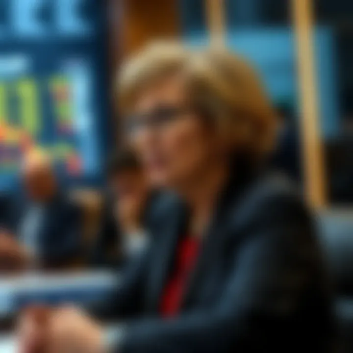 Boston Fed President Susan Collins discusses potential risks to the cryptocurrency market due to energy shocks from the Iran conflict in a financial meeting setting.