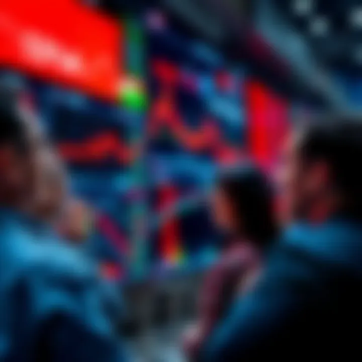 Crypto Market Reaction to CLARITY Act A group of worried investors watching stock market trends on a digital display, reflecting sharp declines in cryptocurrency values due to the new CLARITY Act draft.