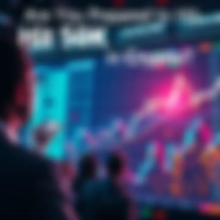 Investors watching a digital chart showing rising cryptocurrency prices aiming towards 50K