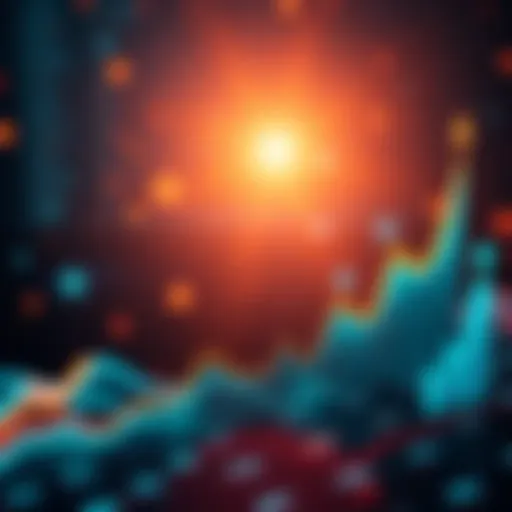 Graph showing a rising trend in cryptocurrency values with upward arrows