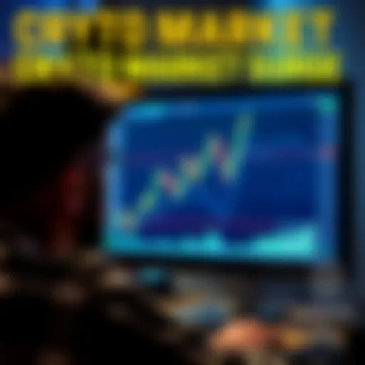 Crypto Market Surge A person looking at a rising cryptocurrency chart on a computer screen, symbolizing a market surge after selling investments.
