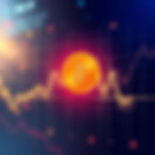 A graph showing the rise and fall of cryptocurrency prices over a four year cycle with line charts and market indicators