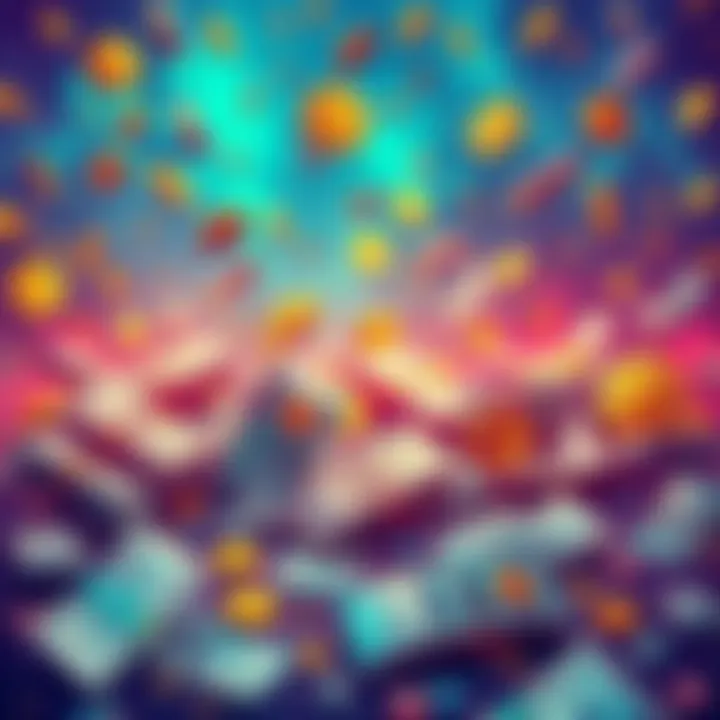 A dramatic visualization of a cryptocurrency market decline featuring falling coins and anxious investors.