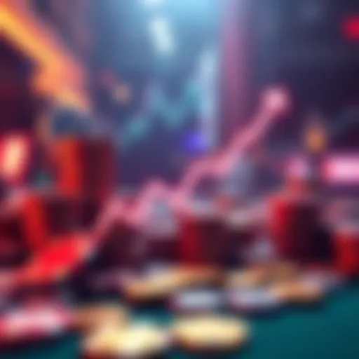 A graphic showing a downward trend line with coins and casino chips, symbolizing the risks in crypto investing without altseason.