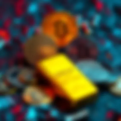 A visual representation of gold bars, copper, and uranium alongside cryptocurrency symbols, highlighting the fusion of traditional metals with digital currencies.