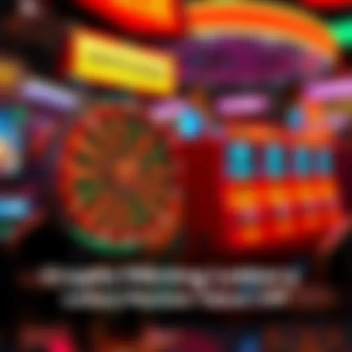 A vibrant crypto mining lottery machine featuring a spinning wheel and screens displaying cryptocurrency values, attracting players eager to win.