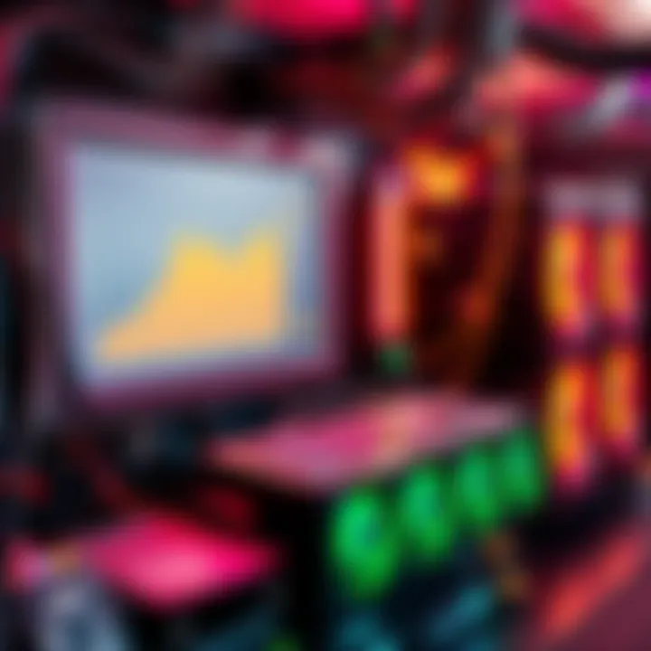 A cryptocurrency mining rig with multiple GPUs, connected to power sources, and showing performance metrics on a screen, symbolizing the use of free electricity for mining.