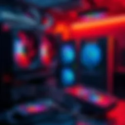 A home crypto mining rig with graphics cards and cooling fans, showcasing a setup for digital currency mining.