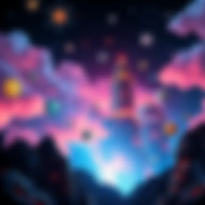 The Future of Cryptocurrency A visualization of the cryptocurrency landscape showcasing blockchain technology advancements.