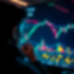 A person looking thoughtfully at a screen showing fluctuating crypto charts and coins, representing missed investment chances.