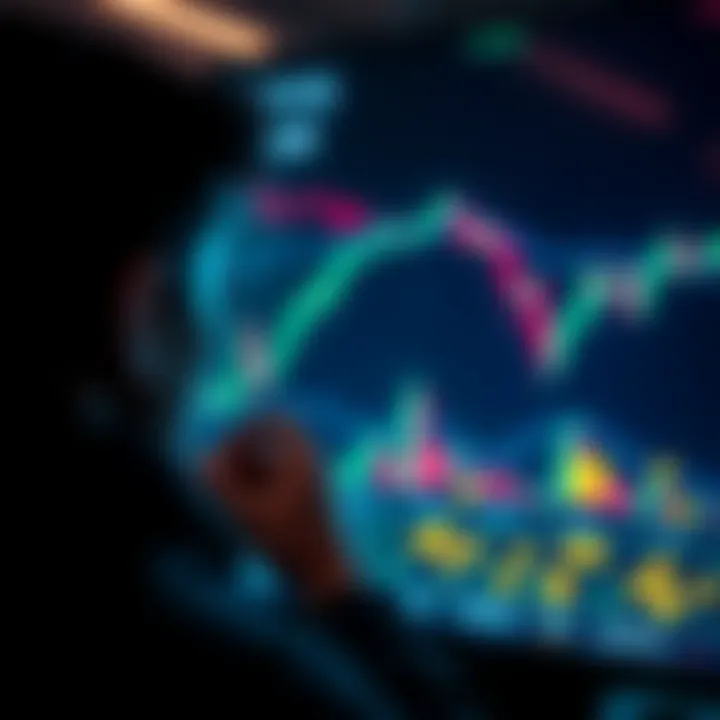 A person looking thoughtfully at a screen showing fluctuating crypto charts and coins, representing missed investment chances.