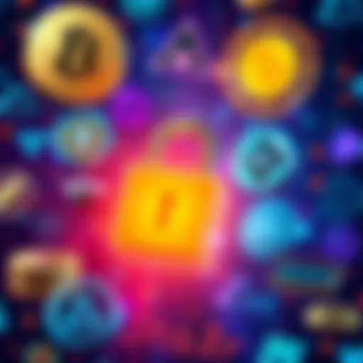 A visual representation of cryptocurrency icons with a lock symbol, illustrating the theme of privacy versus KYC requirements in crypto transactions.