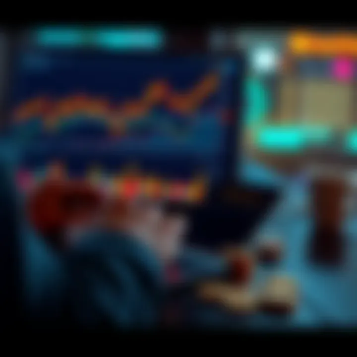A person analyzing charts on a laptop with graphs showing cryptocurrency trends and a calculator on the side, representing strategies for earning passive income in crypto, along with various coins dis...