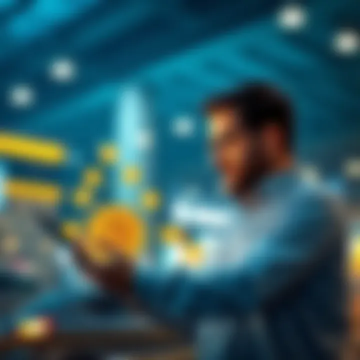 A business owner analyzing cryptocurrency payment options on a digital tablet