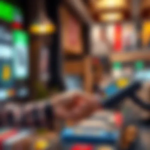 A merchant accepting cryptocurrency payments with a digital device, showcasing zero fees and stablecoin conversion.