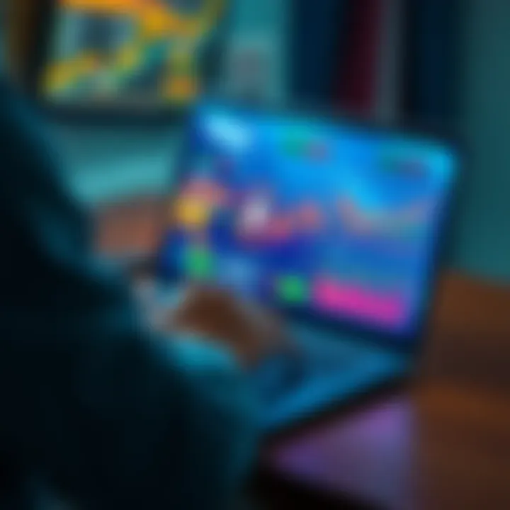 A person analyzing different cryptocurrency platforms on a laptop, with charts and graphs displayed on the screen, symbolizing finance and investment choices.