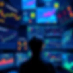 Various cryptocurrency platforms displayed on screens, showcasing charts and trading options, with a person looking at them in confusion.