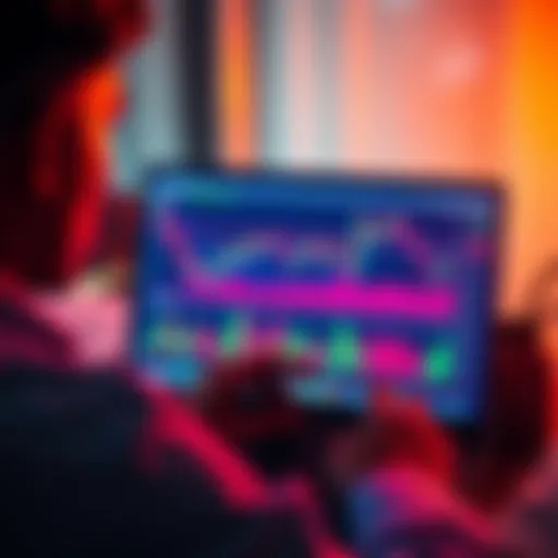 A person looking at a laptop screen displaying cryptocurrency market trends and graphs, analyzing their investment strategy.