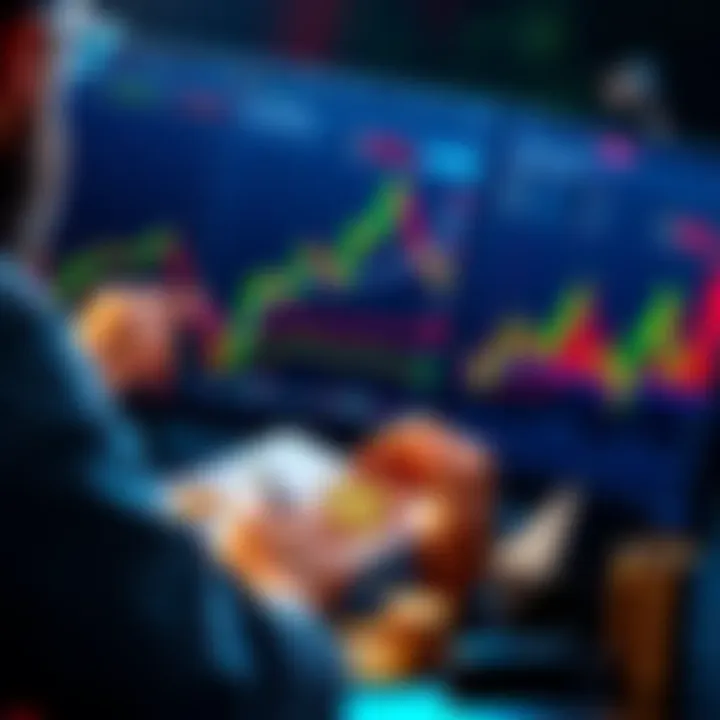 A person analyzing charts and coins while planning a crypto investment strategy, focusing on Bitcoin, Ethereum, and other altcoins.
