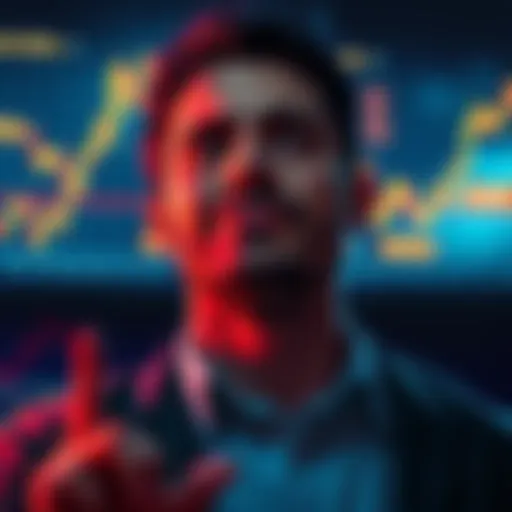 A person looking relieved after selling their cryptocurrency portfolio, surrounded by graphs showing market volatility and the word 'Profit' highlighted.