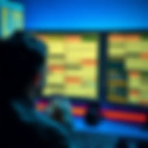 Crypto Press Release Scams A person looking at a computer screen filled with scam crypto press releases, showing fake endorsements and logos