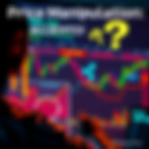 A graphic showing fluctuating crypto prices with a focus on Ripple. There's a concerned person looking at charts on a screen, with question marks above their head.