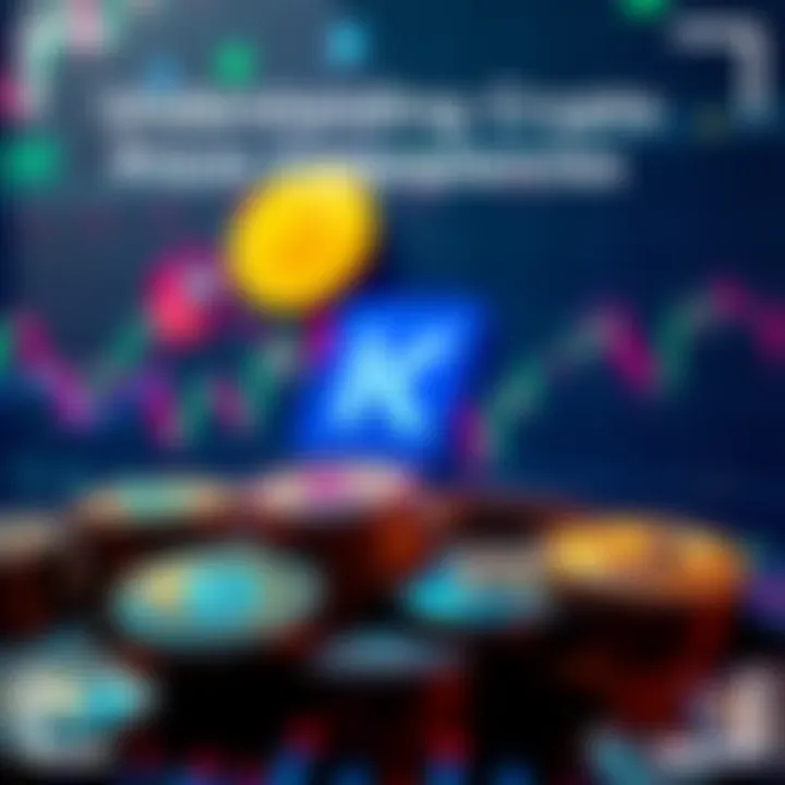 Understanding Crypto Pricing Discrepancies A visual representation of crypto coins with fluctuating price graphs and Koinly logo