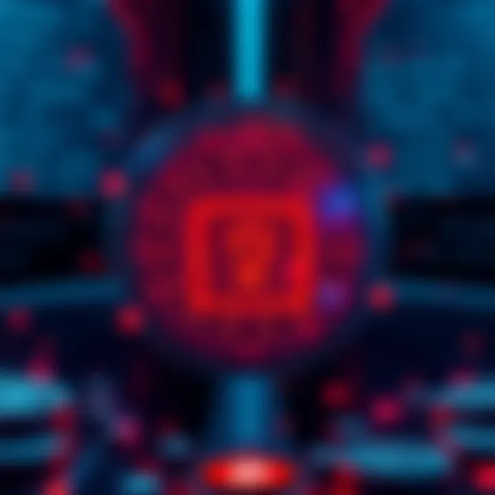 A digital lock symbol representing privacy in cryptocurrency, surrounded by codes and currency symbols