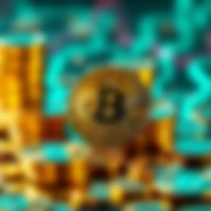 A visual of crypto coins representing profit strategies, focusing on three shillings investment concept.