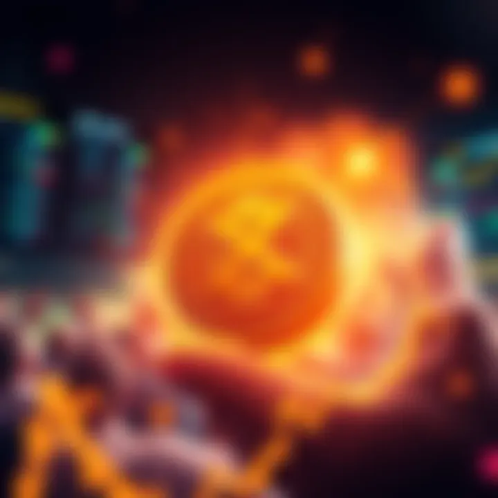 An image showcasing a bright and engaging visual representation of the emerging crypto project X, featuring a strong team and supportive community, highlighted by graphics of rising market trends and ...