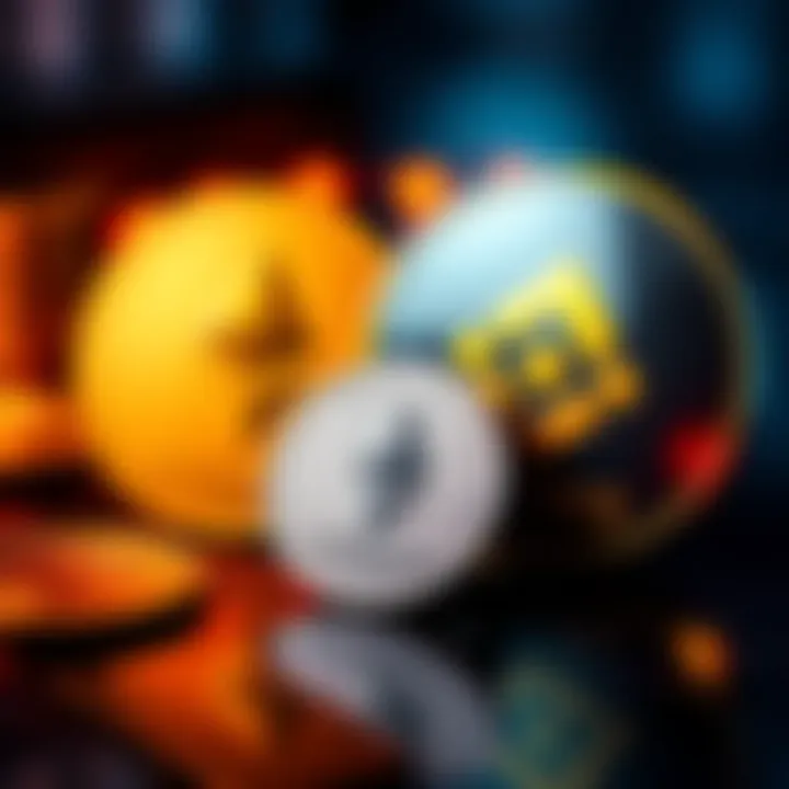 Cryptocurrency Recovery Dilemma A digital representation of Ethereum logos alongside a Binance logo, illustrating the challenges of fund recovery in cryptocurrency transactions.