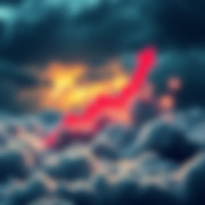 A visual representation of overcoming crypto losses with stability and growth, showing a graph moving upward amidst stormy clouds.