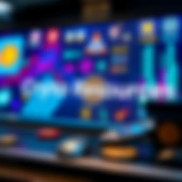 A collection of various crypto tokens and utility platforms on a digital screen