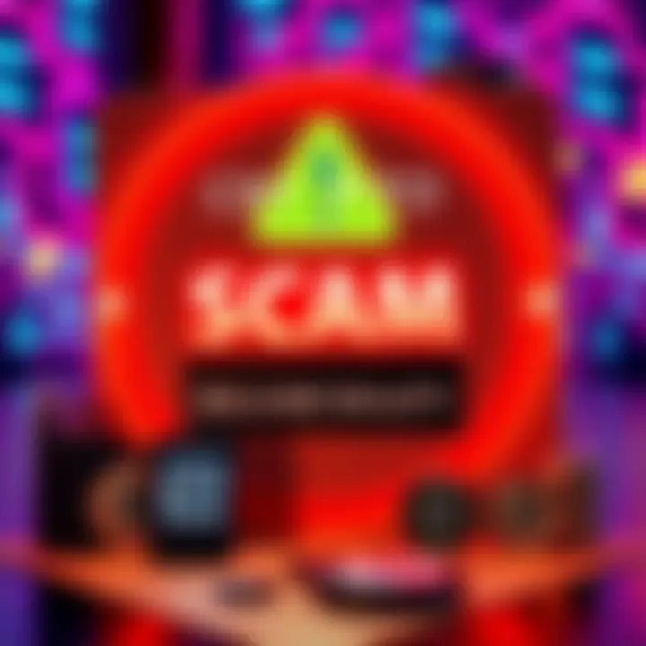 A warning sign against crypto scams targeting hardware wallets, with visual elements representing Ledger and Trezor.