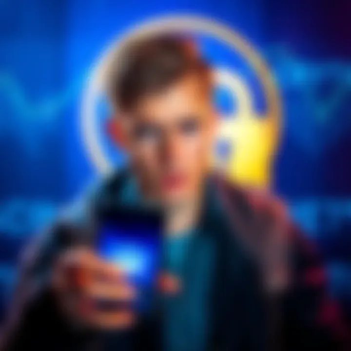 A person looking worried while holding a smartphone displaying a cryptocurrency wallet, with a broken lock symbol in the background to represent security concerns.