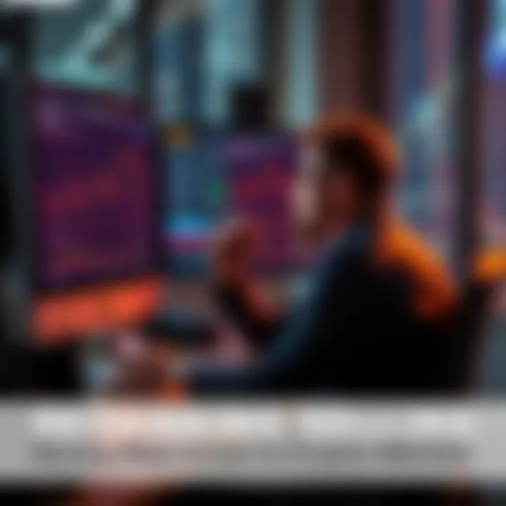 Individual sitting at a desk, looking at their computer screen with crypto charts and financial news, deep in thought about selling assets during market migration