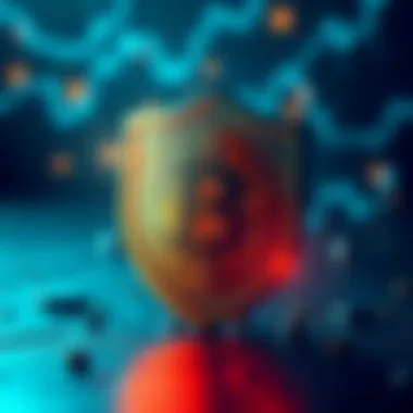 Crypto Shield Against Inflation A digital currency symbol surrounded by a protective shield, representing cryptocurrency as a defense against inflation.