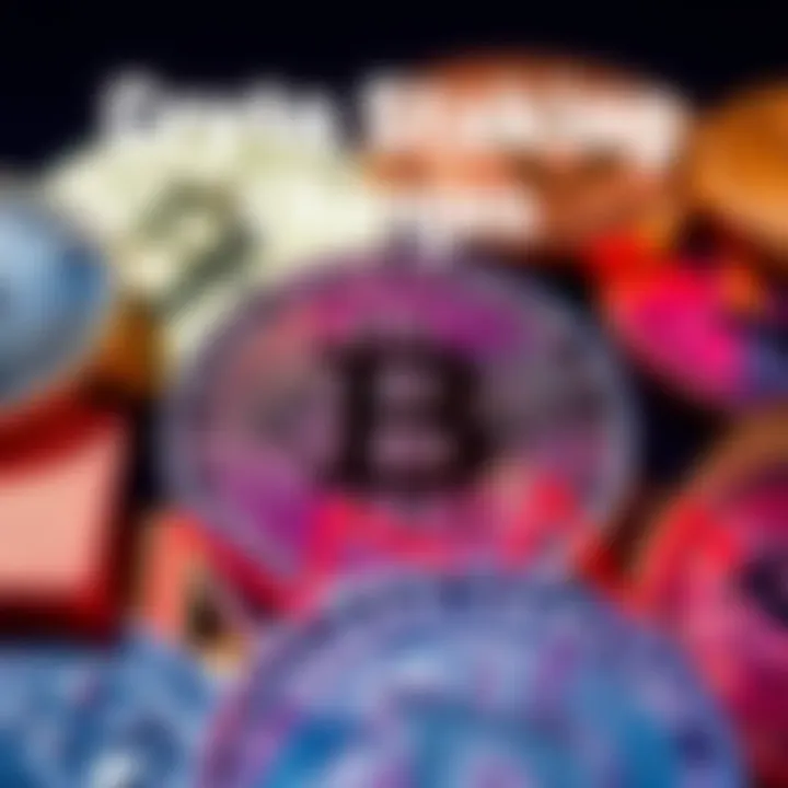 A close-up of cryptocurrency coins with a graph showing declining earnings, representing the impact of staking changes on returns.