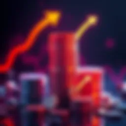 A graphic showing stacked coins with arrows indicating growth, representing staking in cryptocurrency for long-term investment.